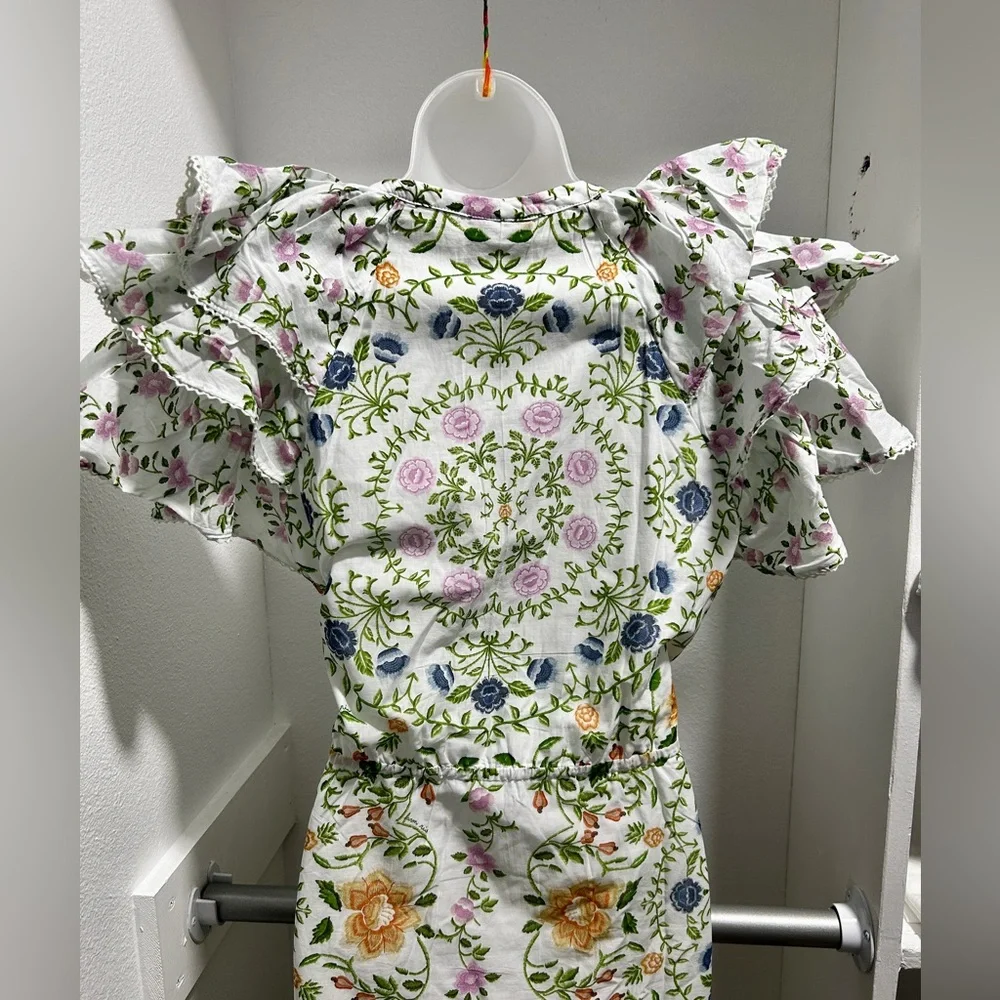 Farm Rio Off-White Folk Floral Lace Midi Dress. L. NWT. - Picture 9 of 14